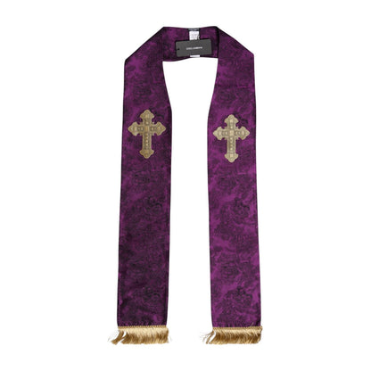Dolce & Gabbana Purple Silk Fringes Cross Men Foulard Scarf