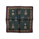 Dolce & Gabbana Green Medals Silk Square Foulard Scarf MS7544