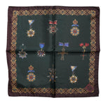 Dolce & Gabbana Green Medals Silk Square Foulard Scarf MS7544
