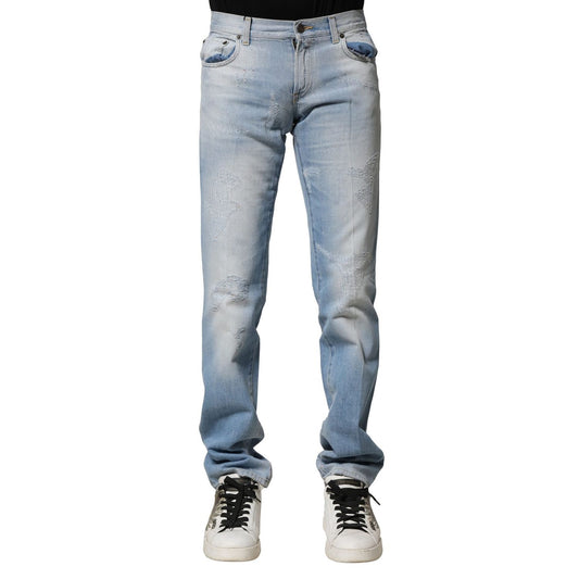 Dolce & Gabbana Light Blue Washed Straight Fit Denim Jeans PAN75928-44