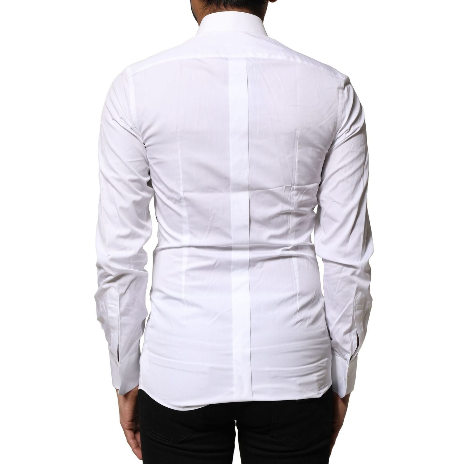 Dolce & Gabbana White GOLD Embroidery Detailed Dress Shirt