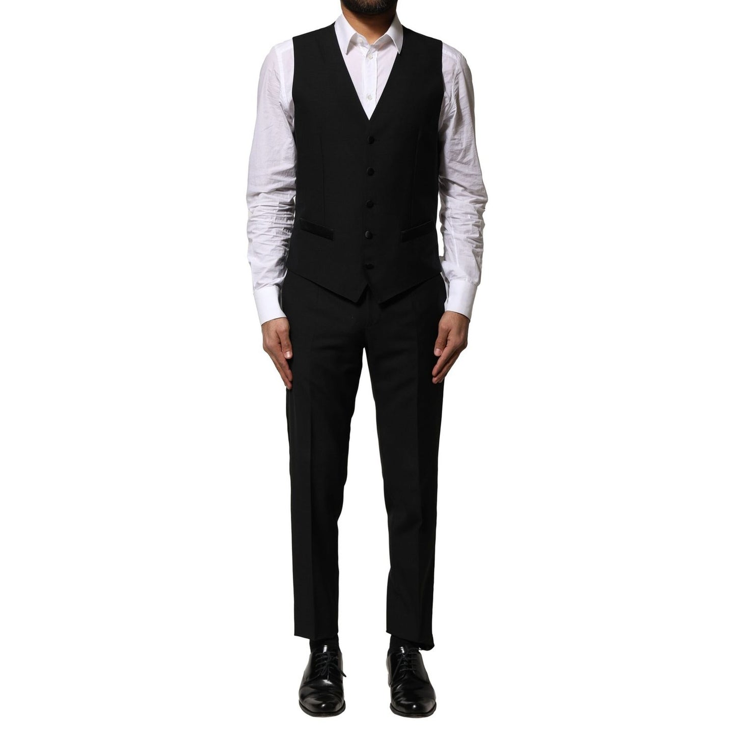 Dolce & Gabbana Black Wool 3 Piece Single Breasted Suit