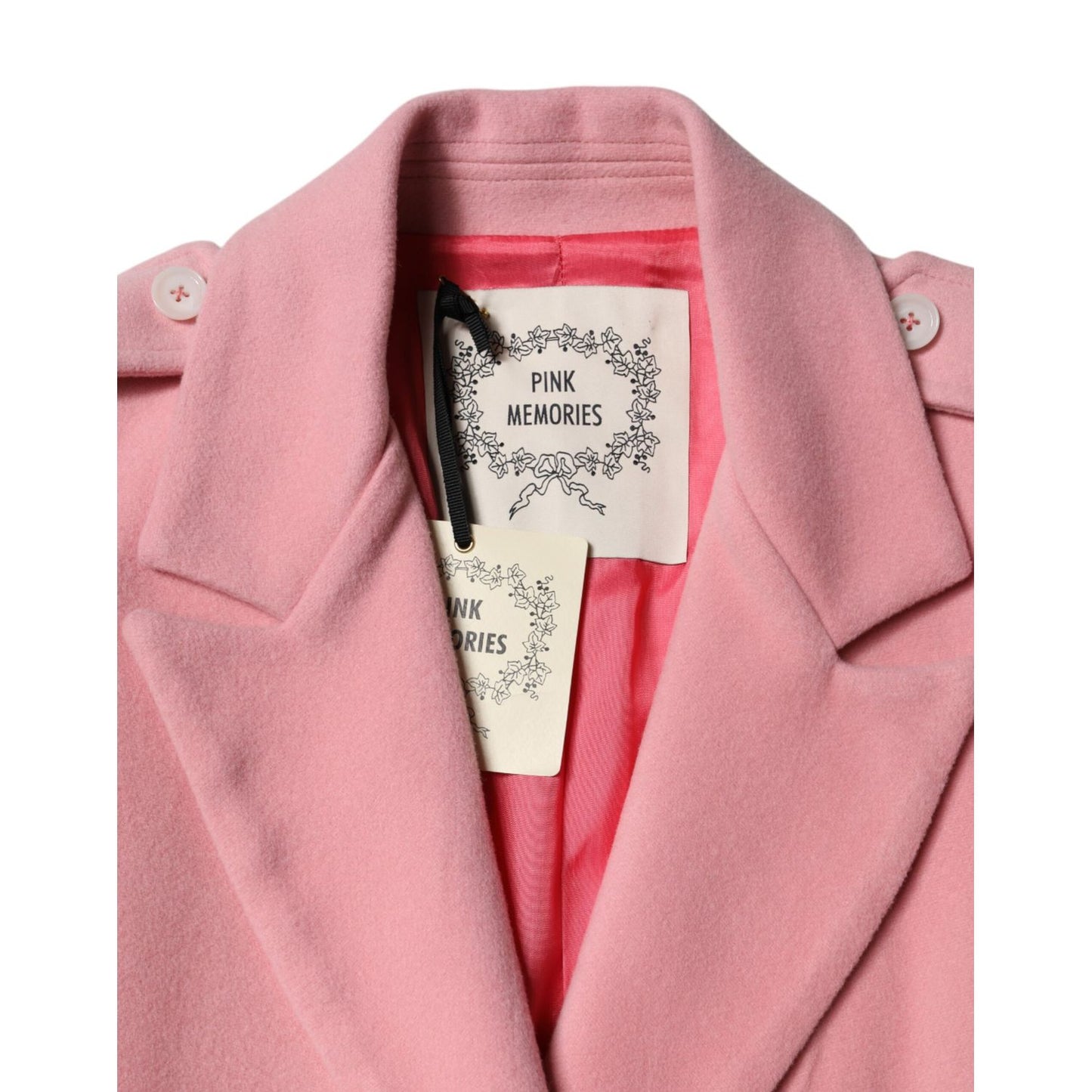 PINK MEMORIES Pink Wool Double Breasted Blazer Coat Jacket