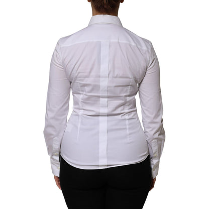 Dolce & Gabbana White Cotton Collared Long Sleeves Shirt Top