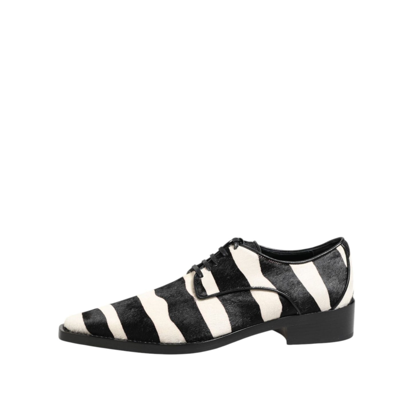 Dolce & Gabbana Black White Zebra Pony Fur Dress Shoes