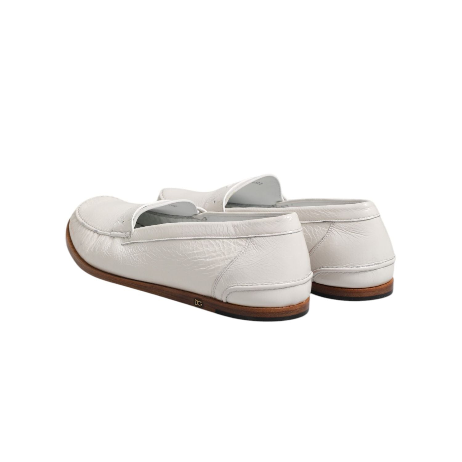 Dolce & Gabbana White Leather Loafers Moccasins Slip On Shoes