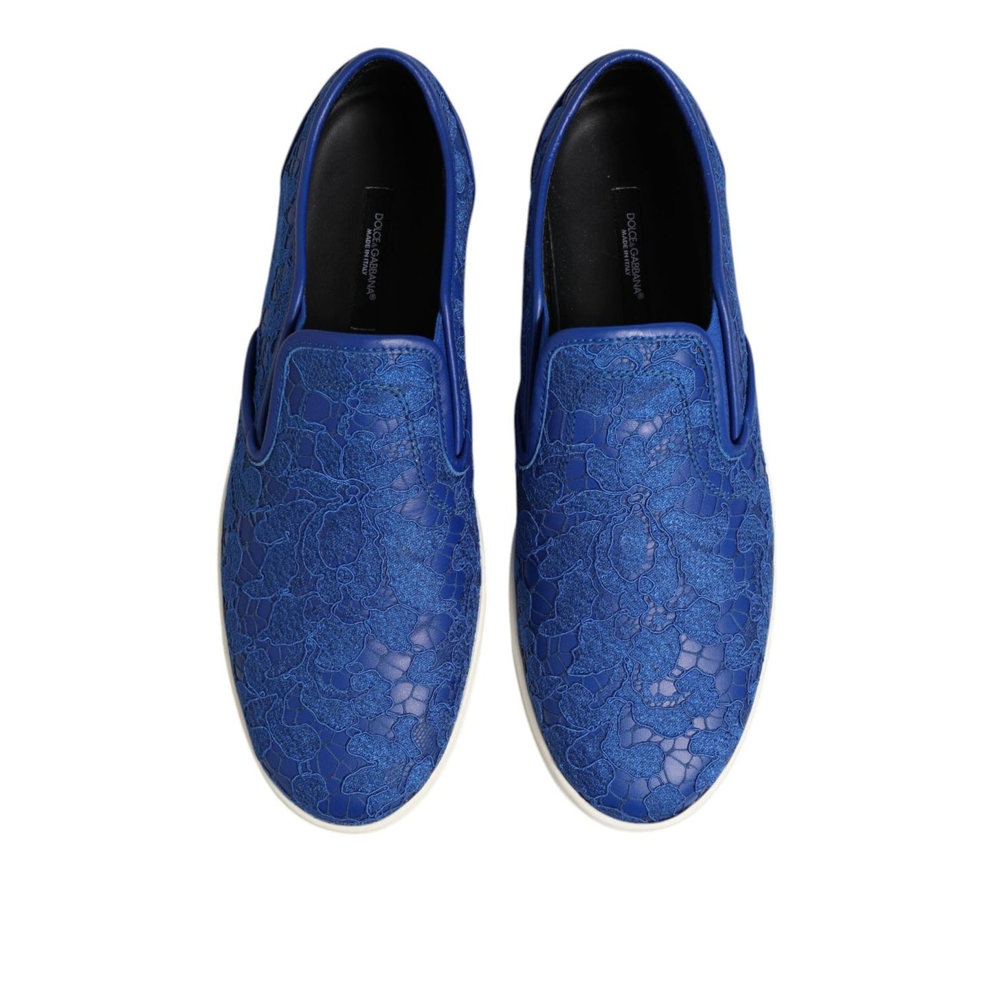 Dolce & Gabbana Blue Leather Lace Slip On Sneaker Shoes