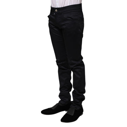 Dolce & Gabbana Black Cotton Skinny Mid Waist Pants