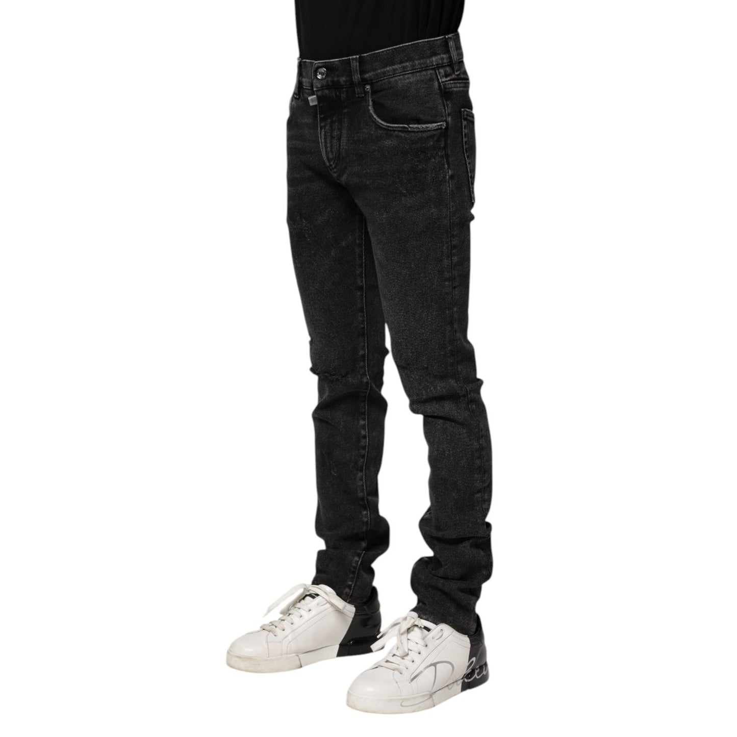 Dolce & Gabbana Black Cotton Skinny Men Denim Jeans