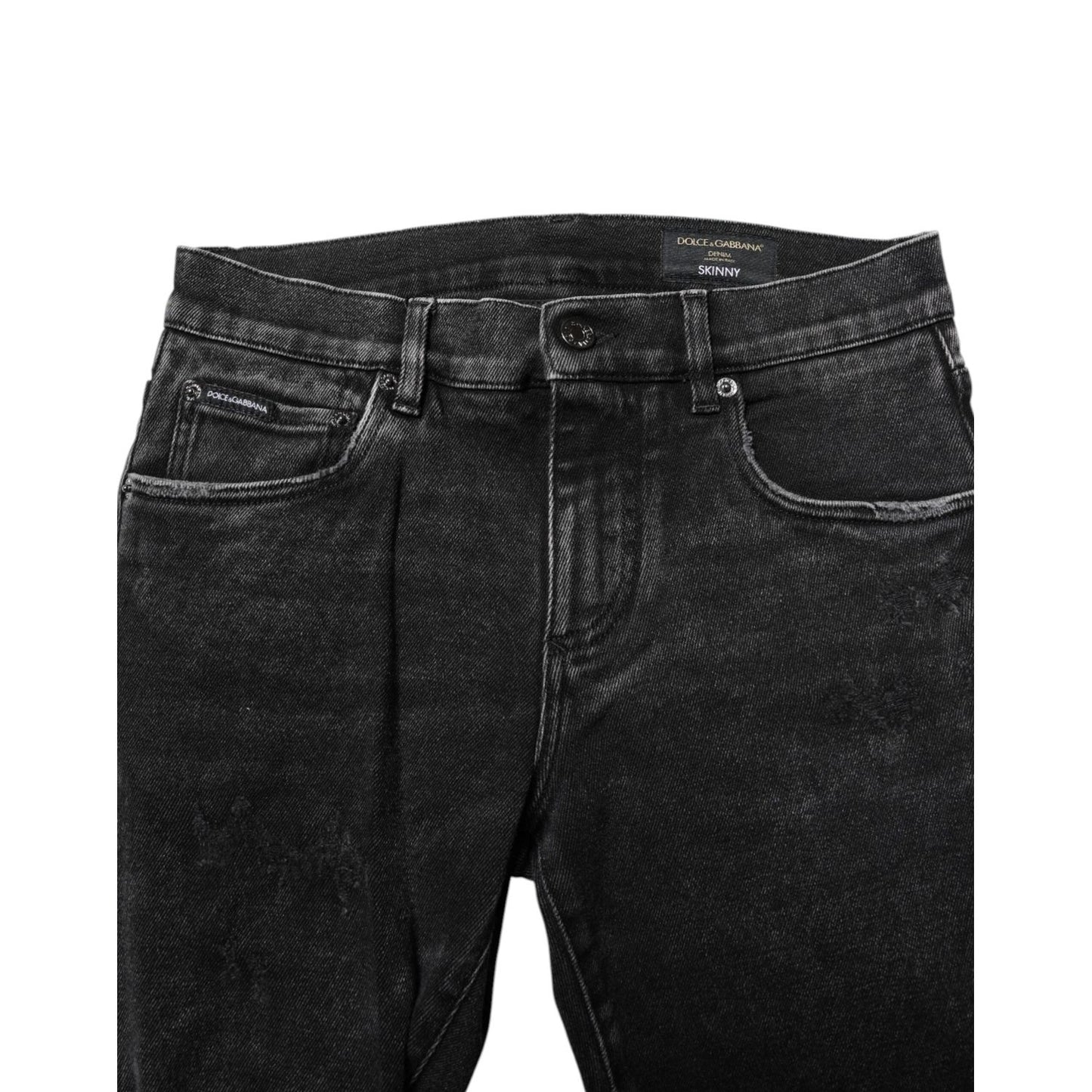 Dolce & Gabbana Black Cotton Skinny Men Denim Jeans
