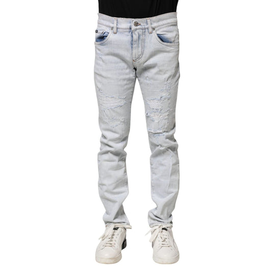 Dolce & Gabbana Light Blue Tattered Skinny Denim Jeans PAN75211-44