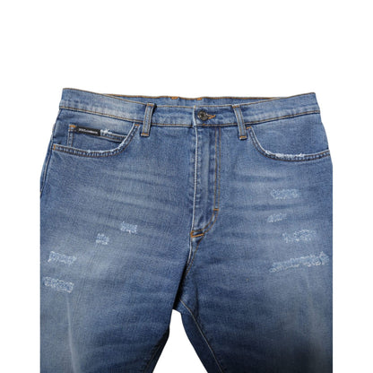 Dolce & Gabbana Blue Cotton Stretch Men Denim Bermuda Shorts