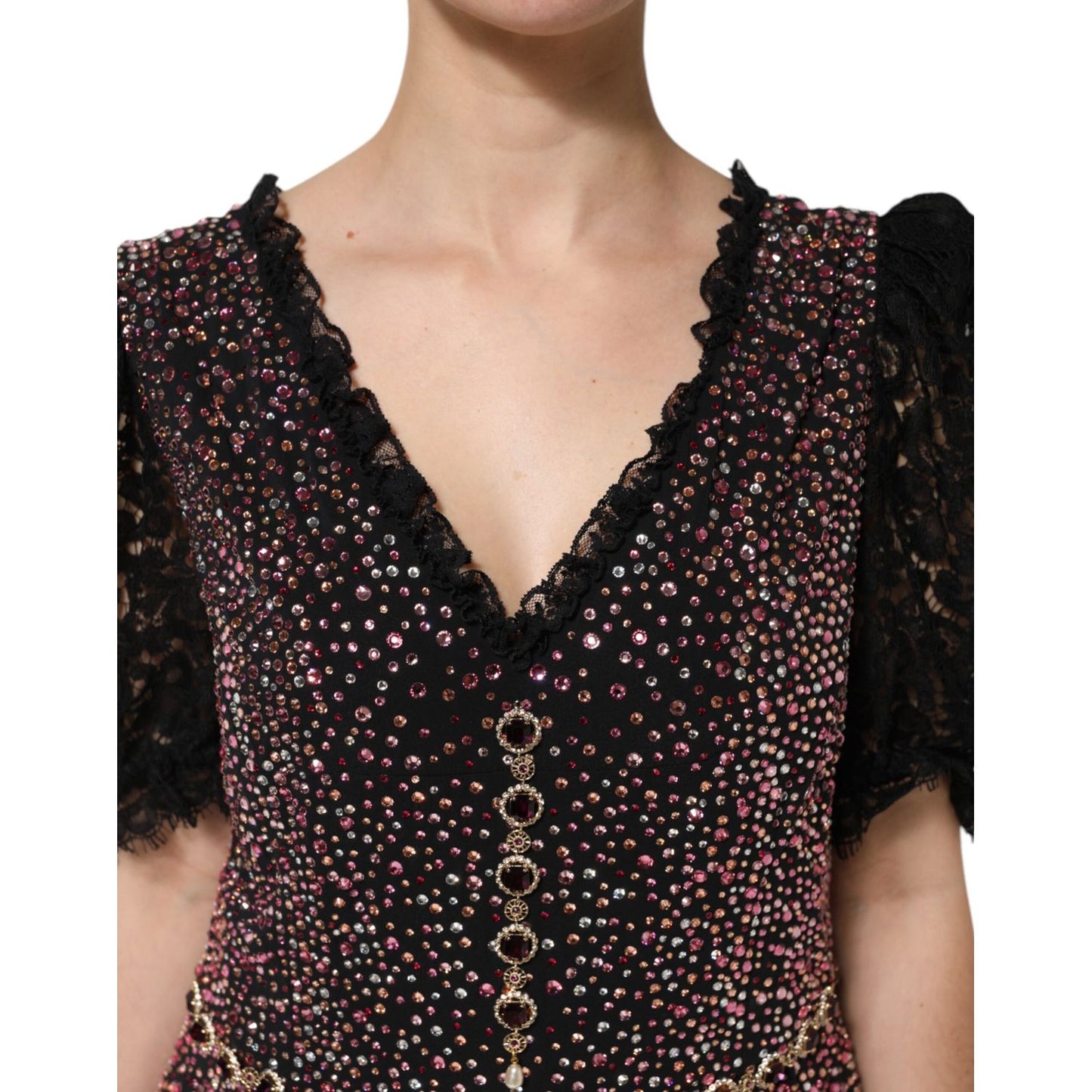 Dolce & Gabbana Multicolor Embellished Mermaid Gown Dress