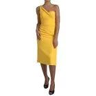 Dolce & Gabbana Yellow One Shoulder Slit Sheath Midi Dress DR81754-40
