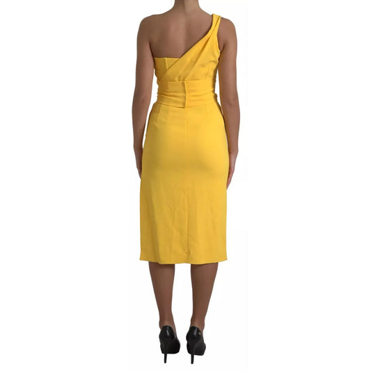 Dolce & Gabbana Yellow One Shoulder Side Slit Sheath Dress DR81755-38