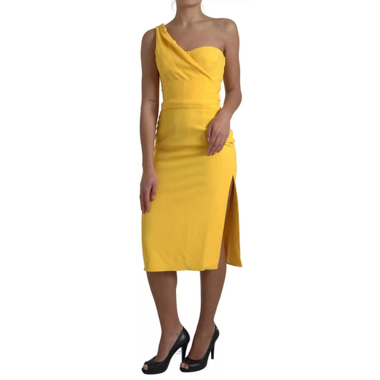 Dolce & Gabbana Yellow One Shoulder Side Slit Sheath Dress DR81756-44