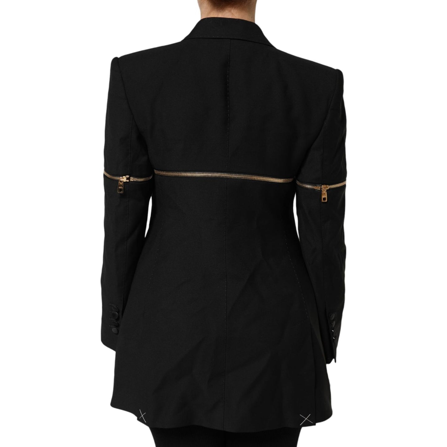 Dolce & Gabbana Black Wool Zipper Detailing Blazer Jacket