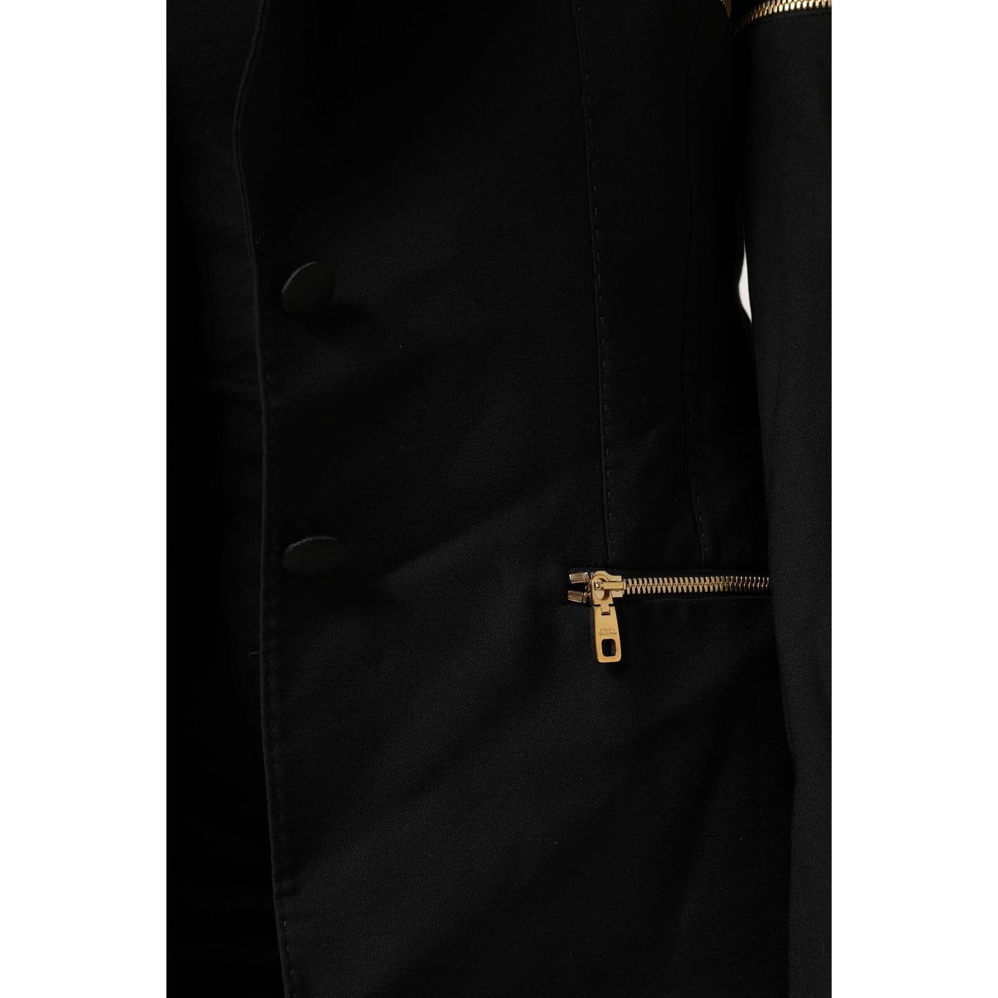 Dolce & Gabbana Black Wool Zipper Detailing Blazer Jacket
