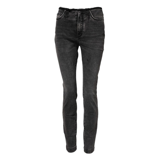 Dolce & Gabbana Gray Skinny Cotton Mid Waisted Denim Jeans PAN75118-40