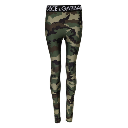 Dolce & Gabbana Multicolor Camouflage DG Waist Leggings Pants PAN76162-38