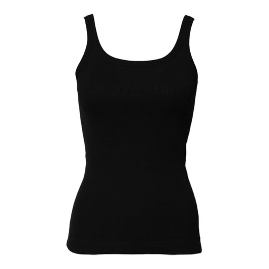 Dolce & Gabbana Black Cotton Sleeveless Round Neck Tank Top