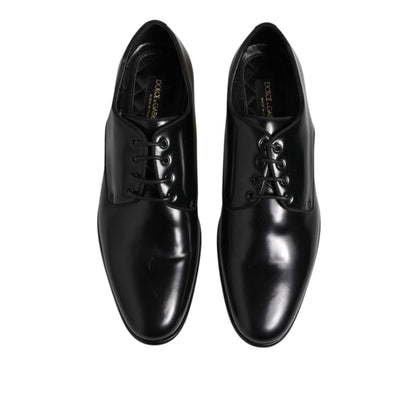 Dolce & Gabbana Black Leather Lace Up Derby Men Dress Shoes