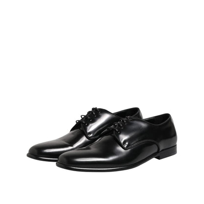 Dolce & Gabbana Black Leather Lace Up Derby Men Dress Shoes