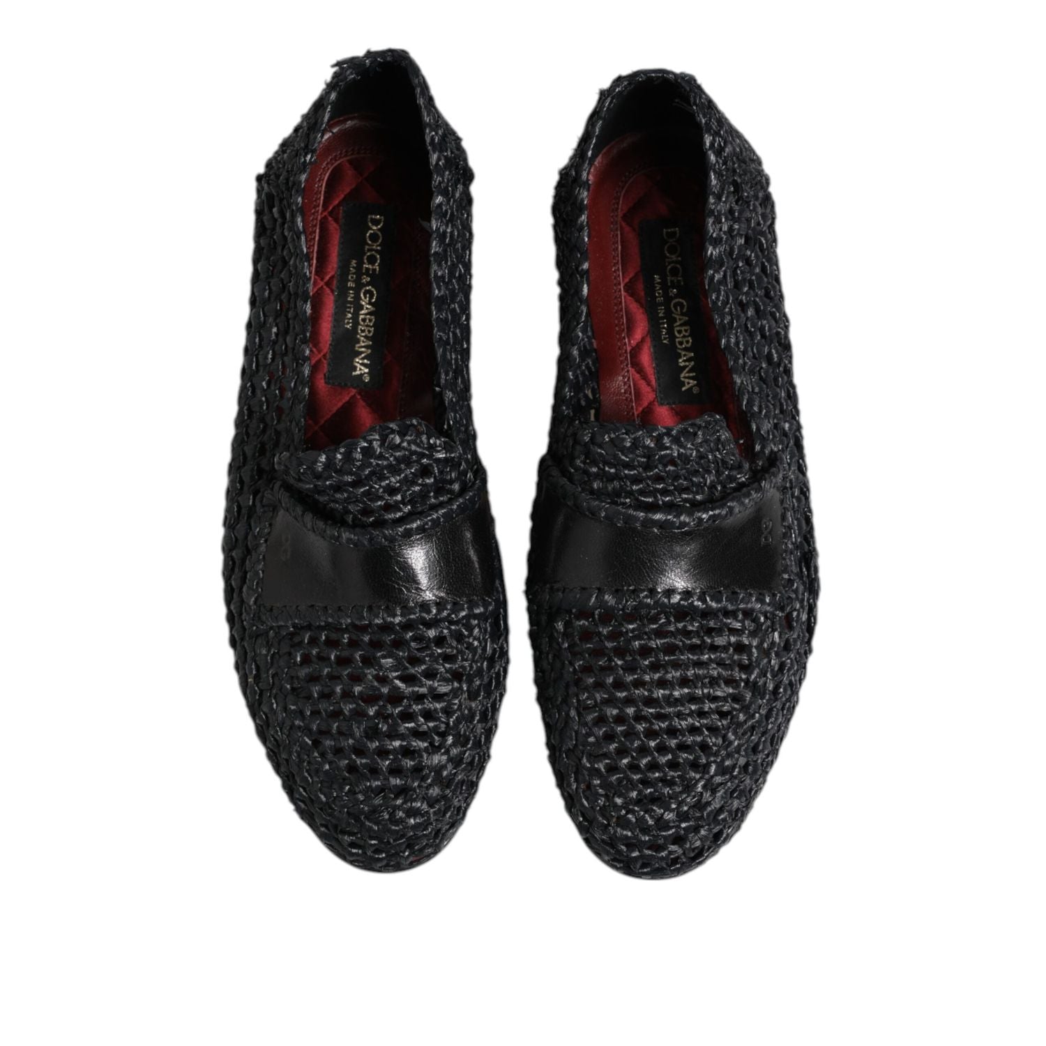 Dolce & Gabbana Black Woven Leather Slip On Loafers Men Shoes