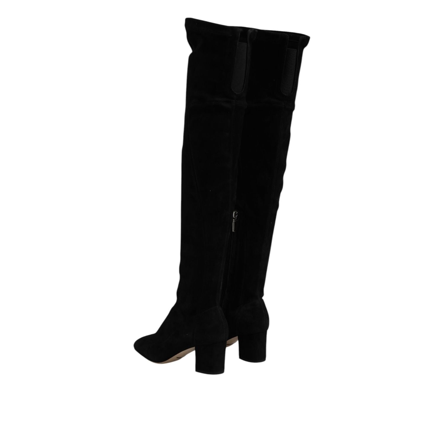 Dolce & Gabbana Black Suede Leather Knee High Boots Shoes