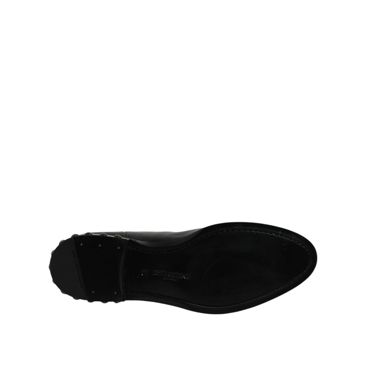 Dolce & Gabbana Black Leather Logo Ankle Boots Studded Shoes