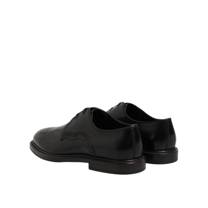 Dolce & Gabbana Black Leather Derby Wingtip Formal Shoes