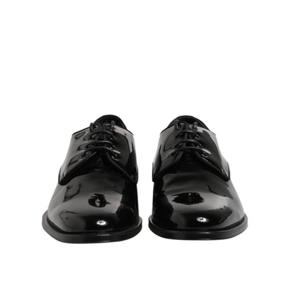 Dolce & Gabbana Black Patent Leather Derby Formal Dress Shoes