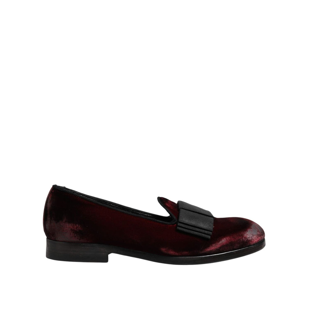 Dolce & Gabbana Red Velvet Men Slip On Loafers Dress Shoes MV7533-40