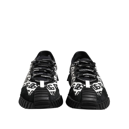 Dolce & Gabbana Black Logo Lace Up Low Top NS1 Sneakers Shoes MV7545-45