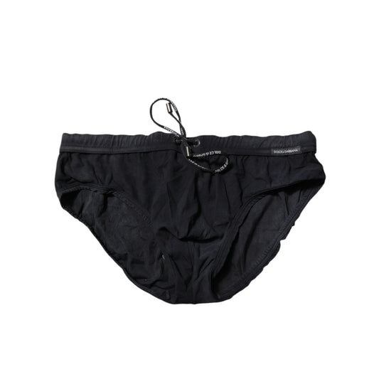 Dolce & Gabbana Black Drawstring Men Beachwear Brief Swimwear