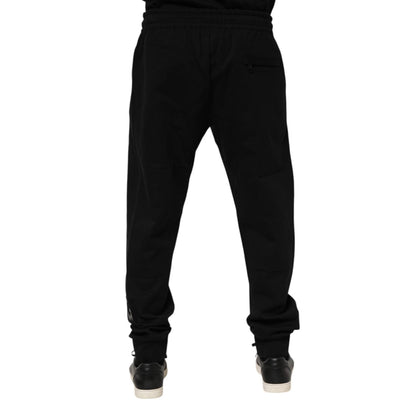 Dolce & Gabbana Black Cotton Men Jogger Sweatpants Pants