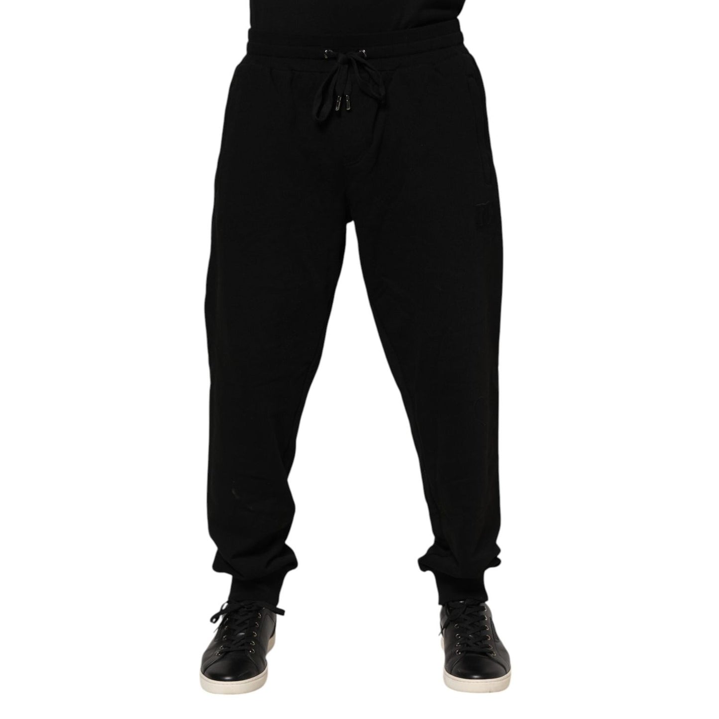Dolce & Gabbana Black Cotton Logo Tape Men Jogger Pants PAN76327-54