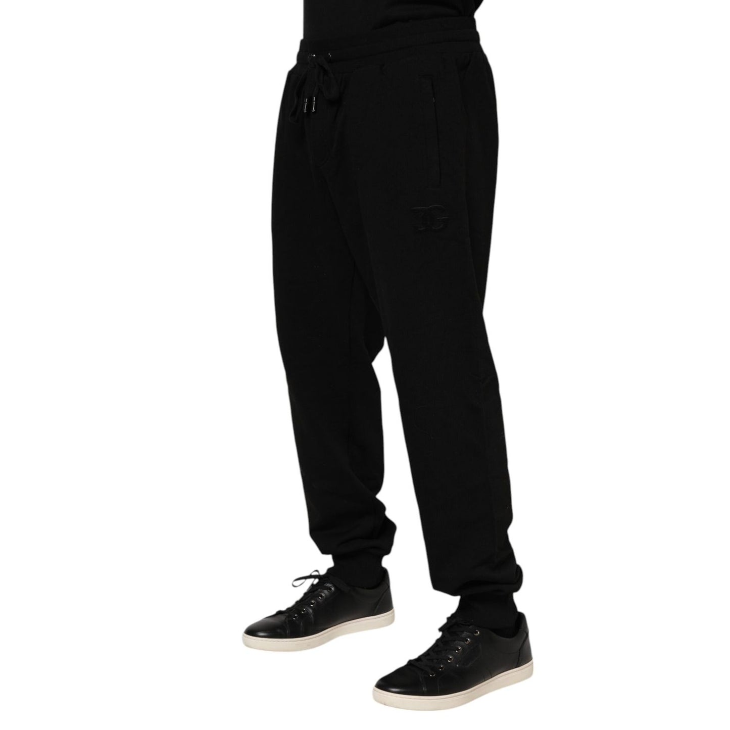 Dolce & Gabbana Black Cotton Logo Tape Men Jogger Pants PAN76327-54