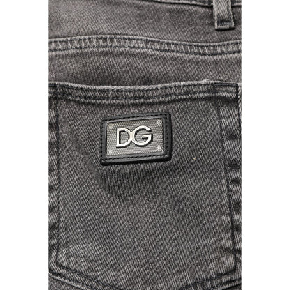 Dolce & Gabbana Gray Cotton Logo Plaque Men Denim Jeans