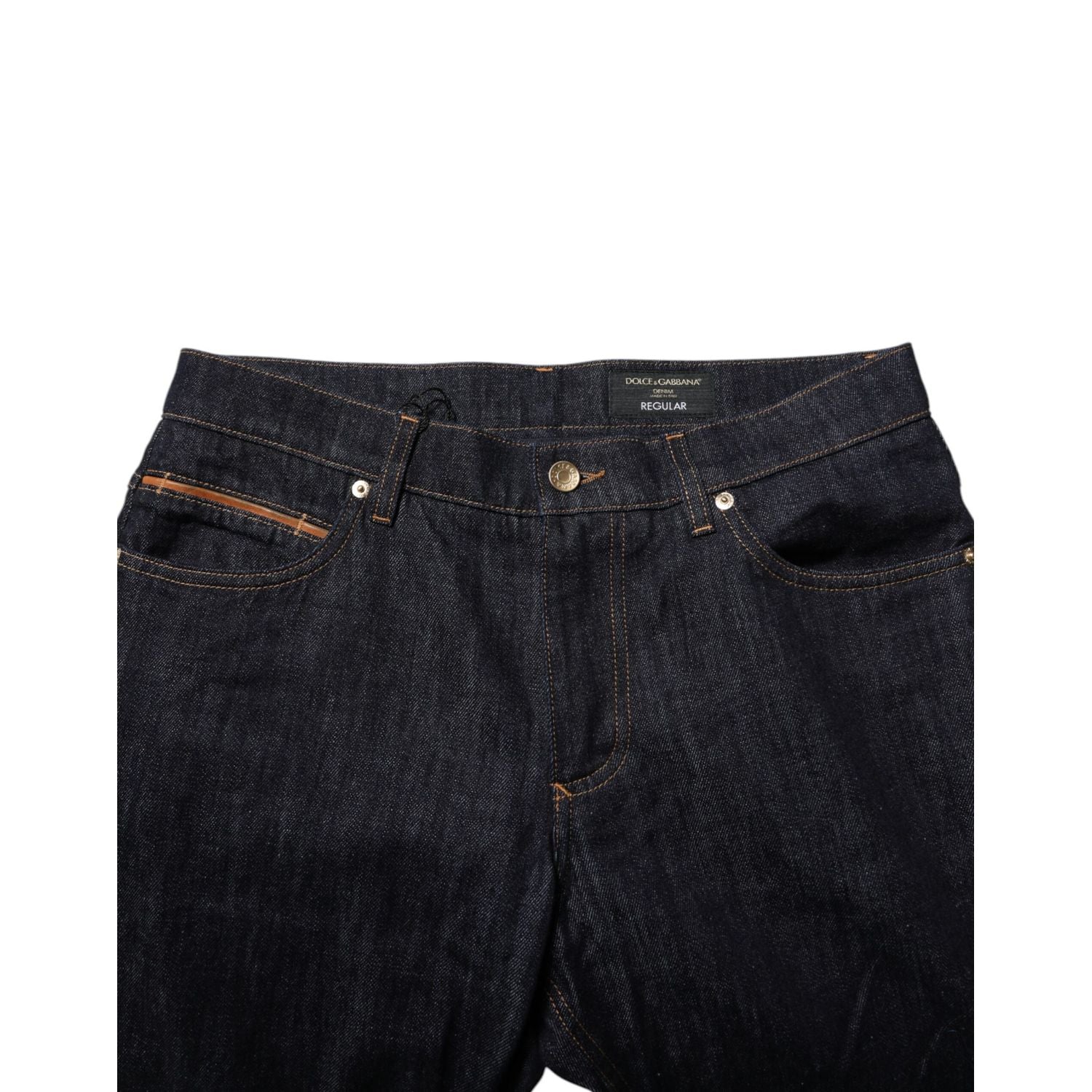 Dolce & Gabbana Dark Blue Cotton Logo Plaque Men Denim Jeans