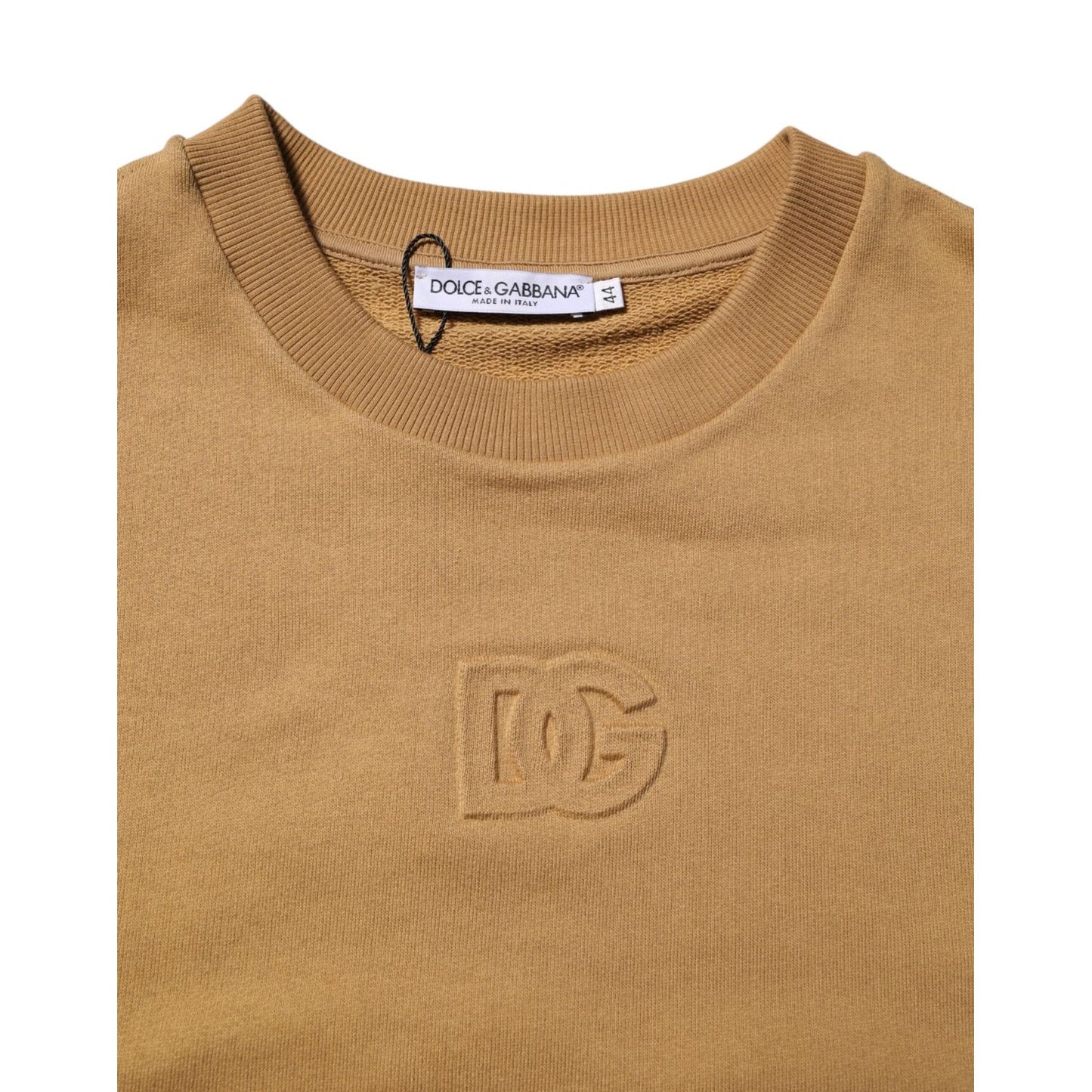 Dolce & Gabbana Mustard Cotton DG Embossed Pullover Sweater TSH906922-44