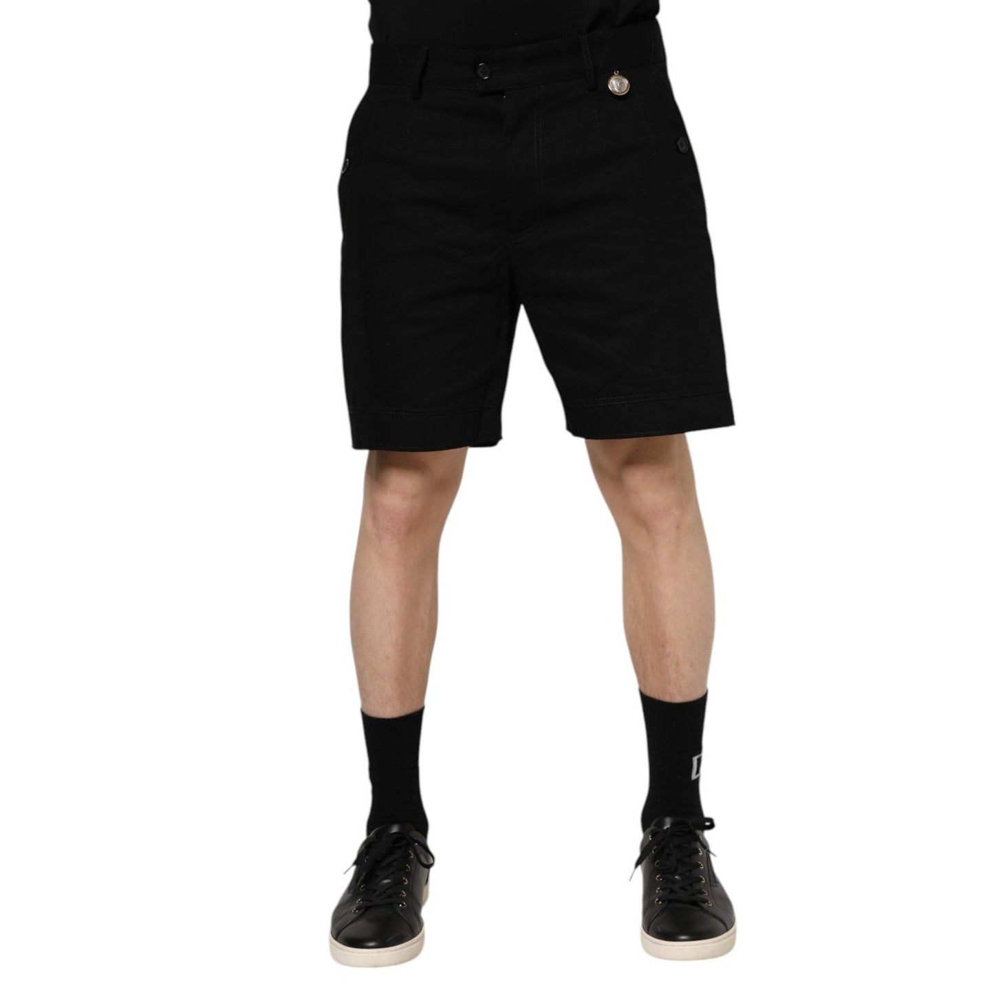 Dolce & Gabbana Black Cotton Knee Length Men Bermuda Shorts