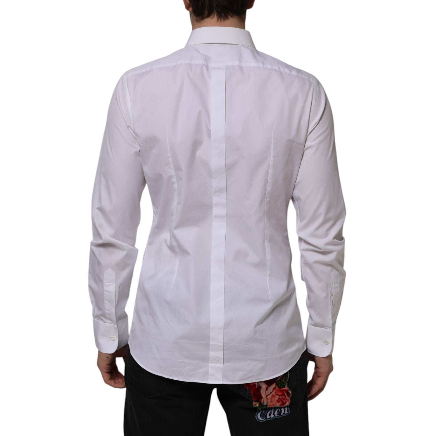 Dolce & Gabbana White Bib Cotton Poplin GOLD Formal Shirt