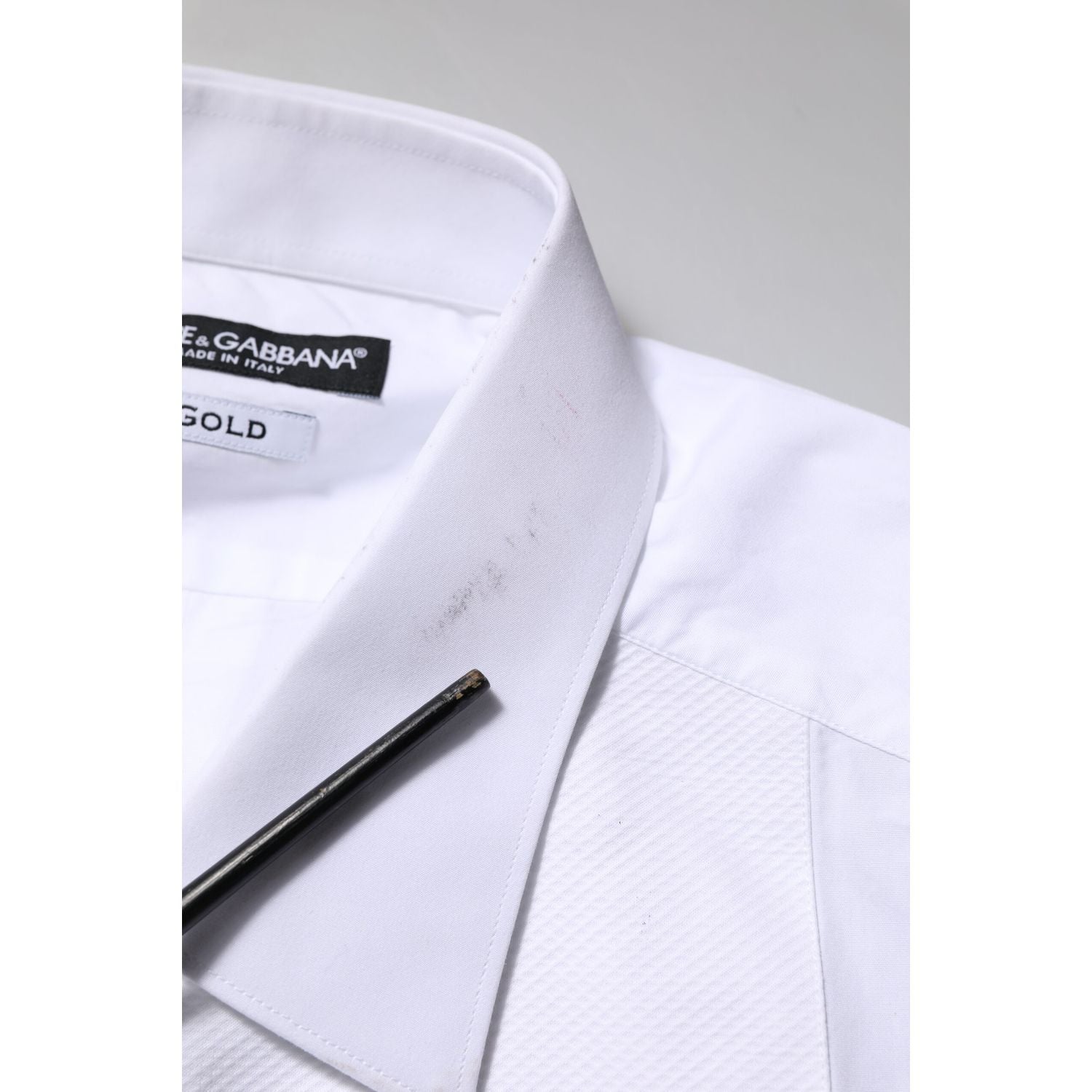 Dolce & Gabbana White Bib Cotton Poplin GOLD Formal Shirt