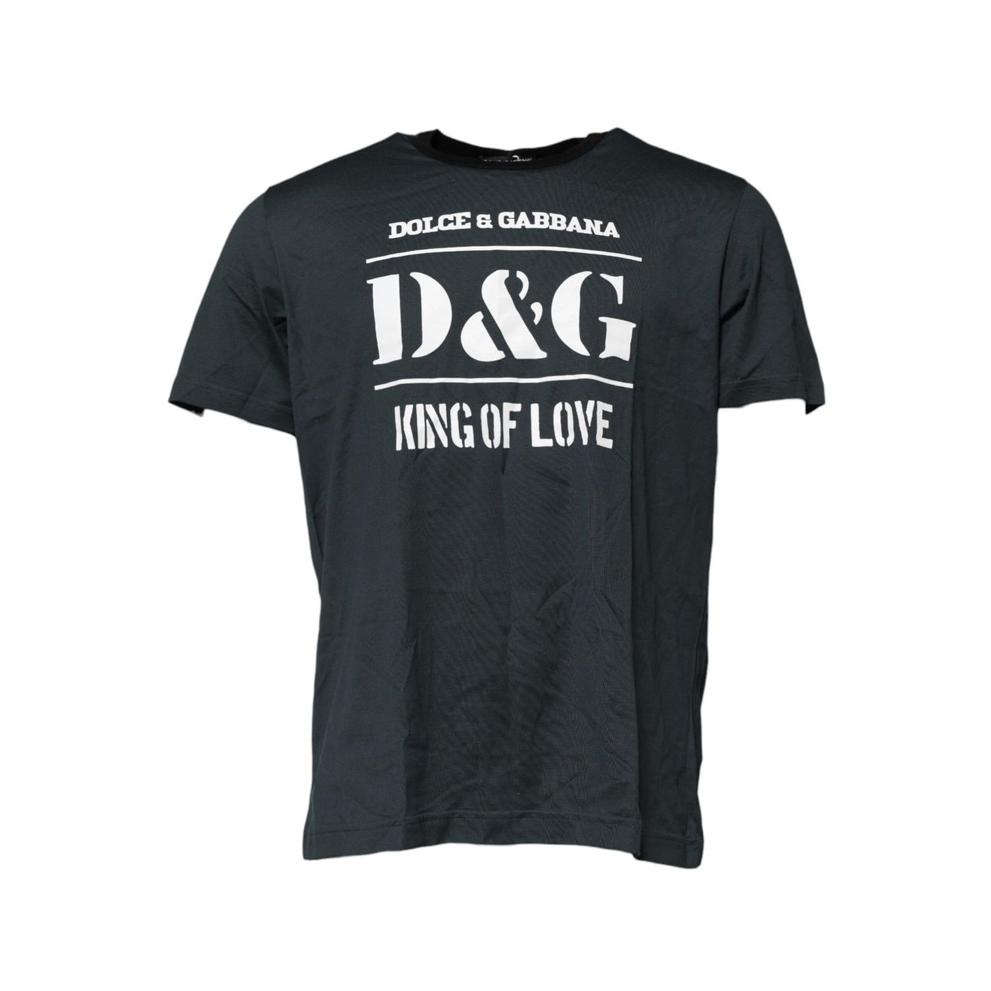 Dolce & Gabbana Black Cotton Printed Short Sleeves T-shirt