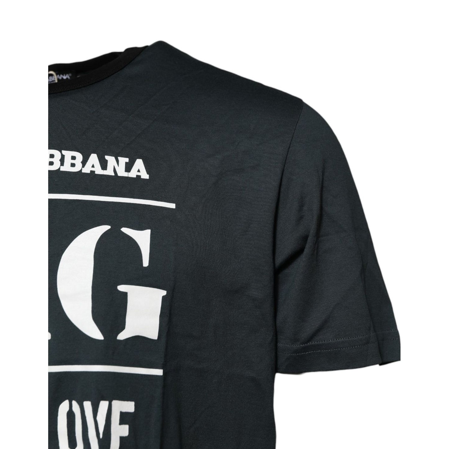 Dolce & Gabbana Black Cotton Printed Short Sleeves T-shirt