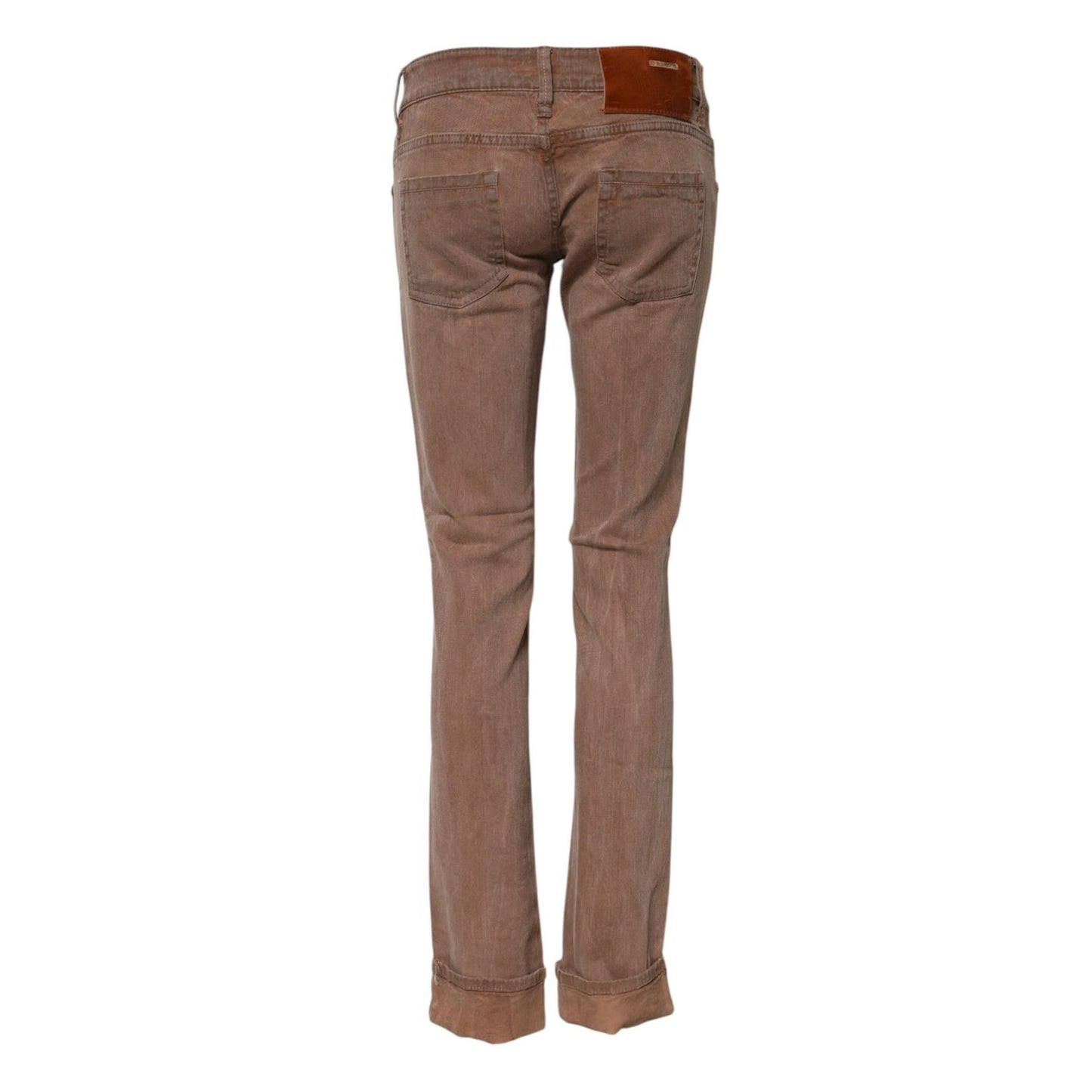 Acht Brown Cotton Slim Fit Denim Low Waist Jeans