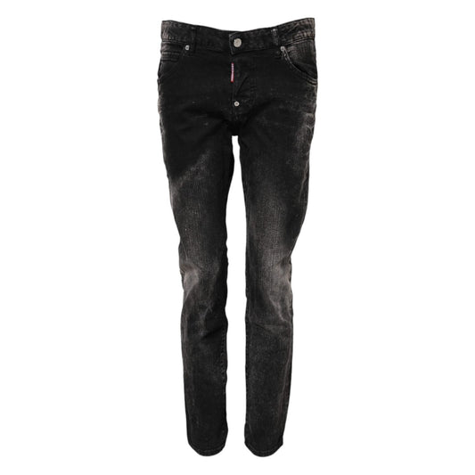Dsquared² Black Washed Mid Waist Tapered Denim Jeans PAN74491-38