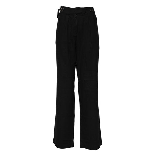 Ermanno Scervino Black Straight Fit High Waist Pants PAN74831-40