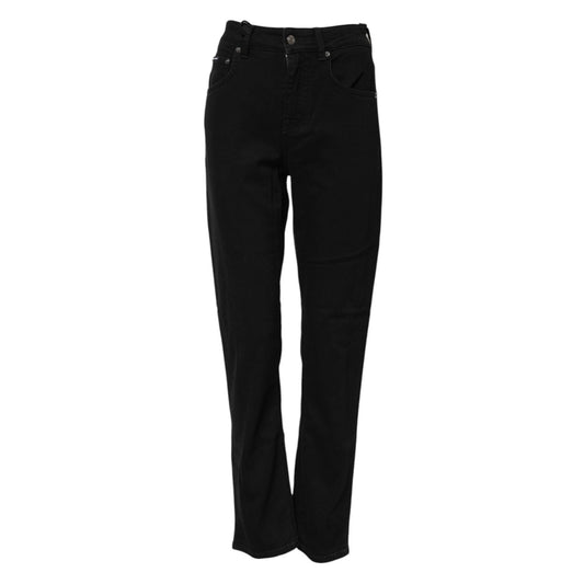 Dolce & Gabbana Black Boyfriend Cotton Mid Waist Denim Jeans